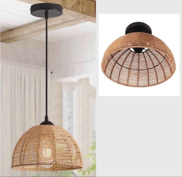 Hand Woven Bamboo Pendant Light Vintage 2-Pack - Image 3