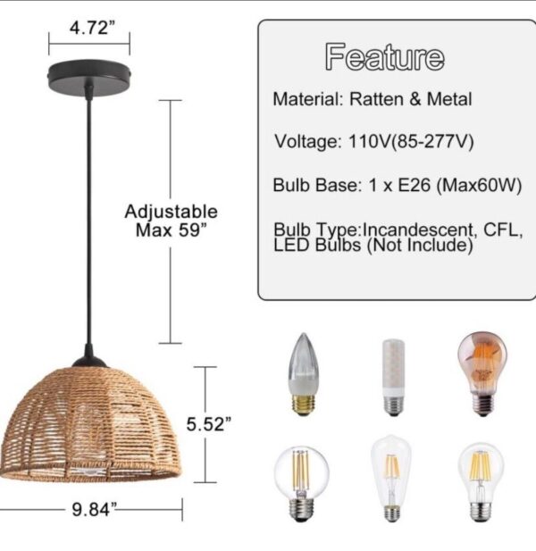 Hand Woven Bamboo Pendant Light Vintage 2-Pack - Image 5