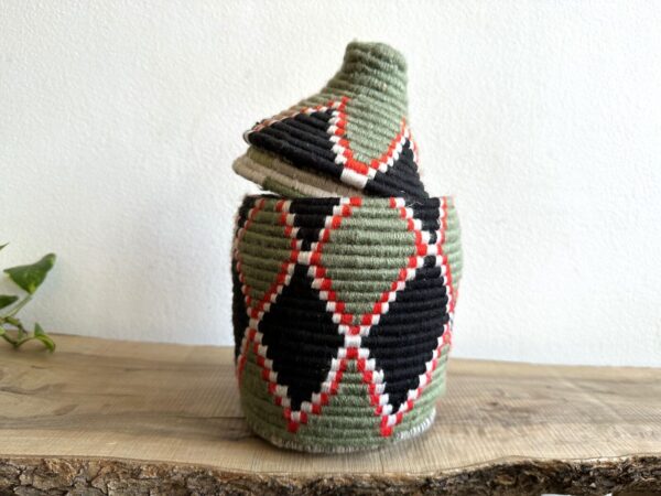 Hand-Woven Berber Basket Handmade Moroccan Wicker Basket Straw Abstract Boho - Image 2