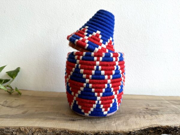 Hand-Woven Berber Basket Handmade Moroccan Wicker Basket Straw Abstract Boho - Image 2