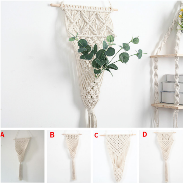 Hand Woven Macrame Flower Hanger Plant Basket Wall Hanging Decor Boho Crafts - Image 2