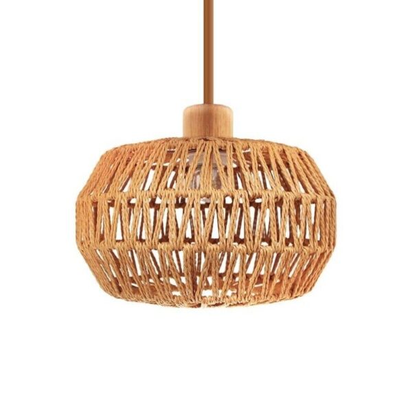 Hand Woven Rattan Pendant Light for Bedroom Dining Room Foyer Hallway Kitchen - Image 2