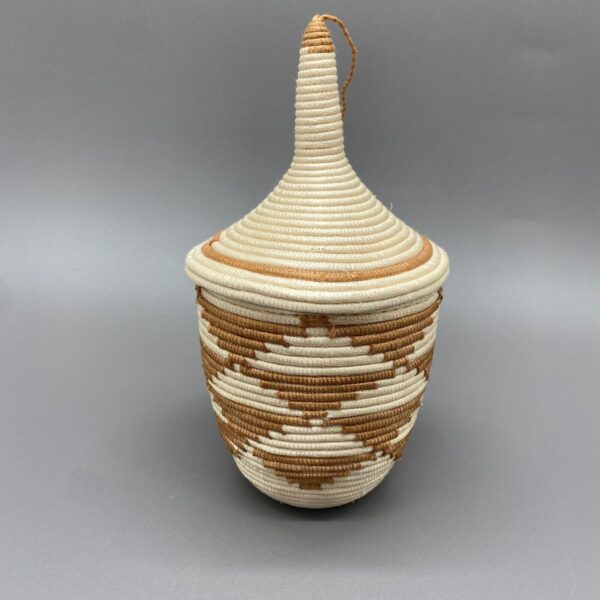 Hand Woven Rwandan Tutsi Basket Lidded Sisal / Grass Peace Nesting Traditional