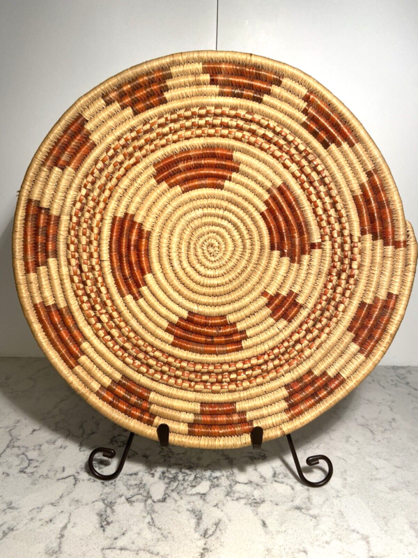 Hand Woven Salmon Coiled Basket Wall Hanging Medium Southwestern Native Boho 12” - Image 2