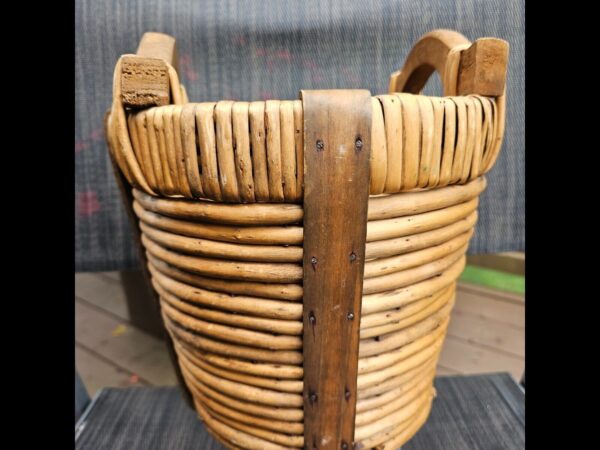 Handcrafted Bamboo With Wood Handles Bohemian Basket/Garbage Pail