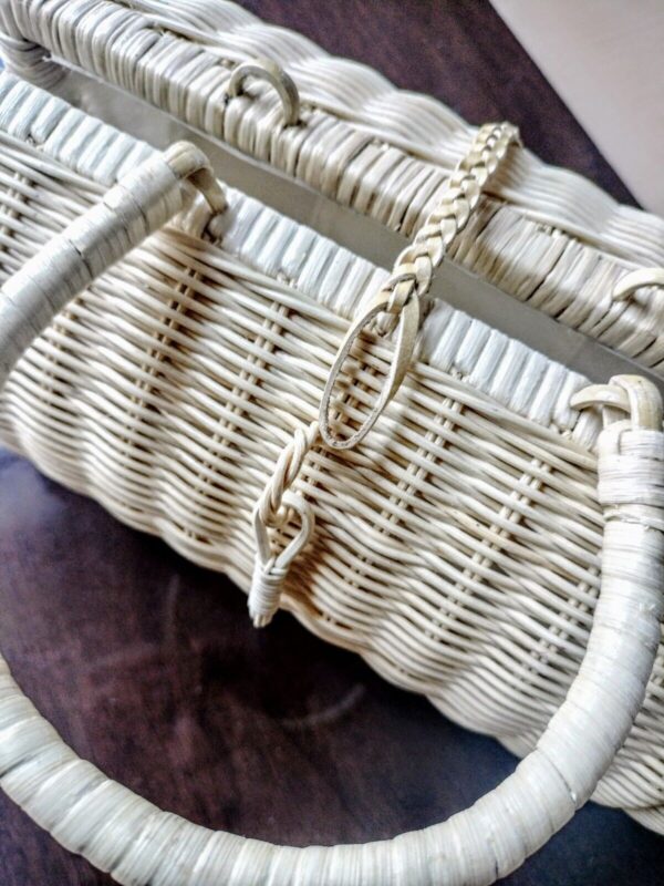 Handmade Bamboo Clutch Woven Oval Round Basket Handbag - Image 6