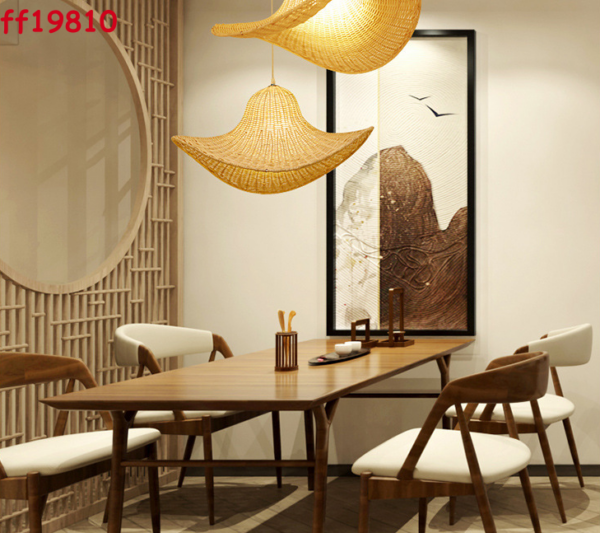 Handmade Creative Rattan Bamboo Hat Chandelier Restaurant Dining R Ceiling Light - Image 4