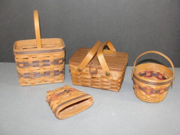 HANDMADE HAND WOVEN BASKET LOT 4 ORIGINAL PARSLEY MINI BASKET HOUSE MBH SIGNED