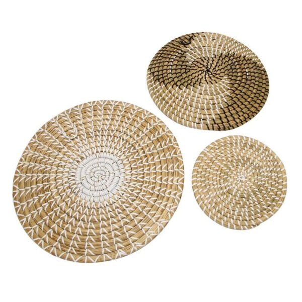 Handmade Hanging Wall Basket Decor(Set of 3)Round Woven Basket ,Boho Home2110