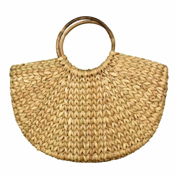 HANDMADE INDIAN STRAW DRY GRASS NATURAL CANE BOHO TOTE BEACH HANDBAG FOR WOMEN - Image 2