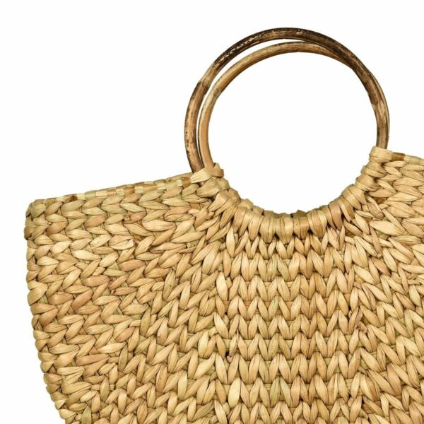 HANDMADE INDIAN STRAW DRY GRASS NATURAL CANE BOHO TOTE BEACH HANDBAG FOR WOMEN - Image 3