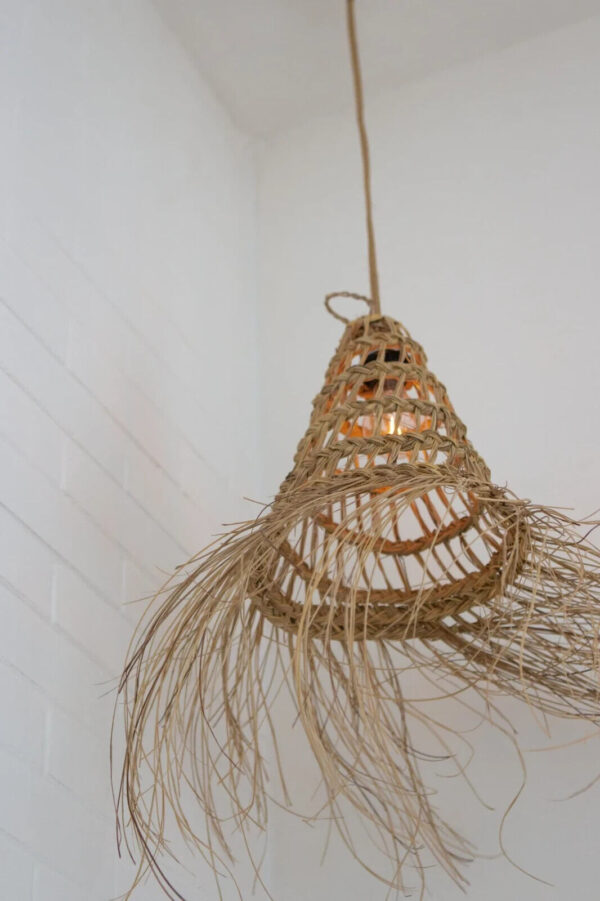 handmade Moroccan hanging lamp, Rattan lampshade , bohemian light - Image 6