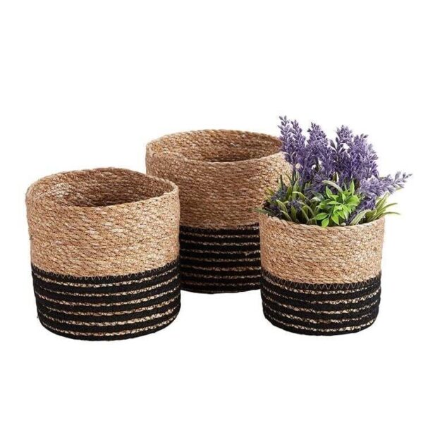 Handmade Natural Jute Woven Basket with Handle Planter & Storage Laundry - Image 4