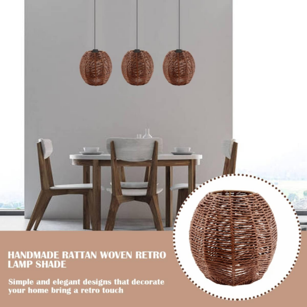 Handmade Rattan Lampshade, Simple Creative Vintage Woven Lampshade - Image 4