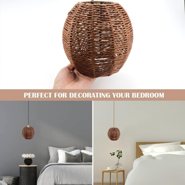 Handmade Rattan Lampshade, Simple Creative Vintage Woven Lampshade - Image 5