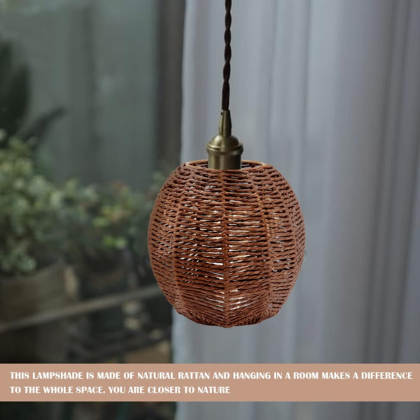 Handmade Rattan Lampshade, Simple Creative Vintage Woven Lampshade - Image 6