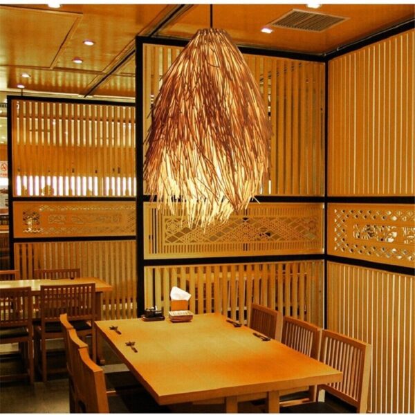 handmade Reed leaves lamp Lampshade Hanging Lamp Lighting Hotel Restaurant deco - Image 4