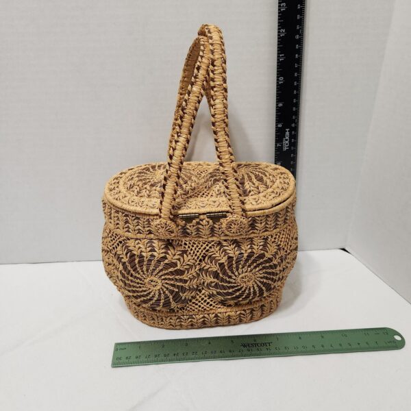 Handmade Straw Wicker Woven Basket Purse - Image 2