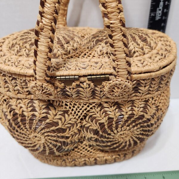 Handmade Straw Wicker Woven Basket Purse - Image 3