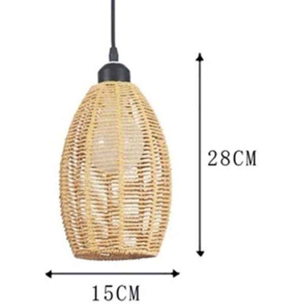 Handmade Weave Rattan Dimmable Pendant Light Ceiling - Image 4