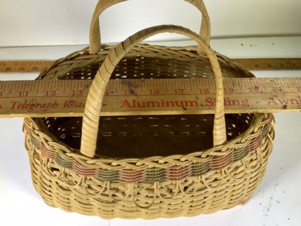 Handmade wicker basket rattan woven two handle Very nice Two Tone - Image 4