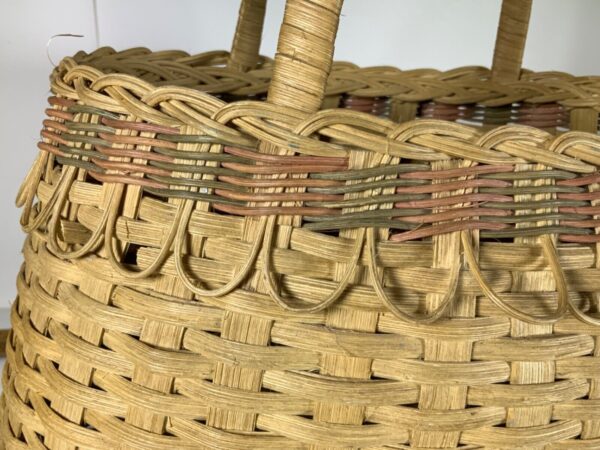 Handmade wicker basket rattan woven two handle Very nice Two Tone - Image 2