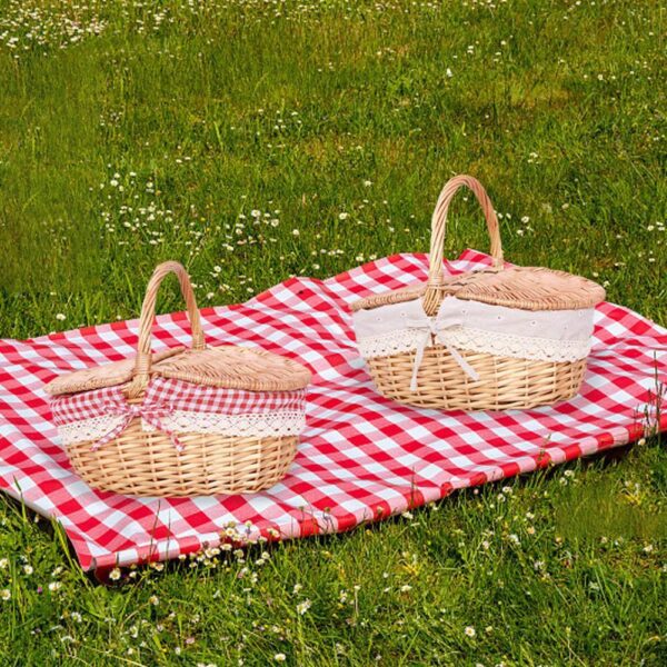 Handmade Wicker Basket with Handle,Wicker Camping Picnic Basket with - Image 5