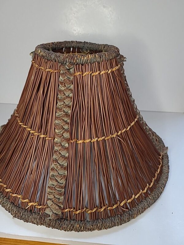 Handmade Wicker & Woven Rattan Seagrass Empire Lamp Shade Table Desk Pendant Vtg - Image 3