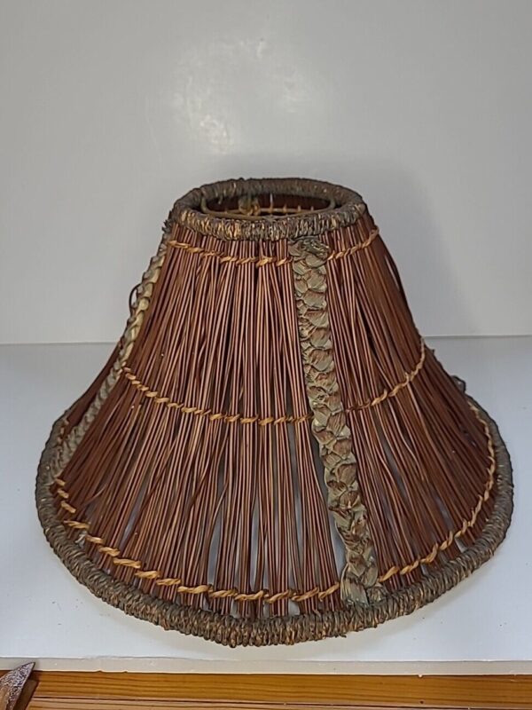 Handmade Wicker & Woven Rattan Seagrass Empire Lamp Shade Table Desk Pendant Vtg