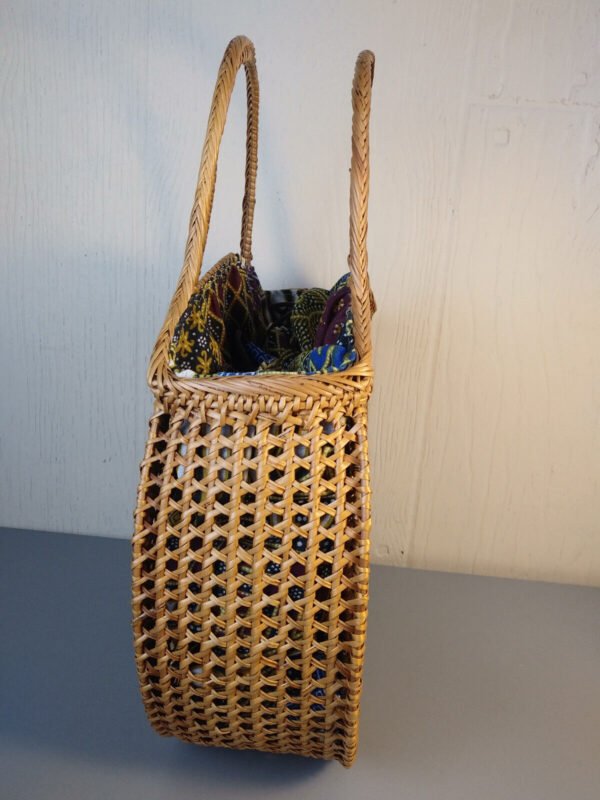 Handwoven Bali Rattan Basket Bag Attagrass Round Drawstring Handbag Boho - Image 3