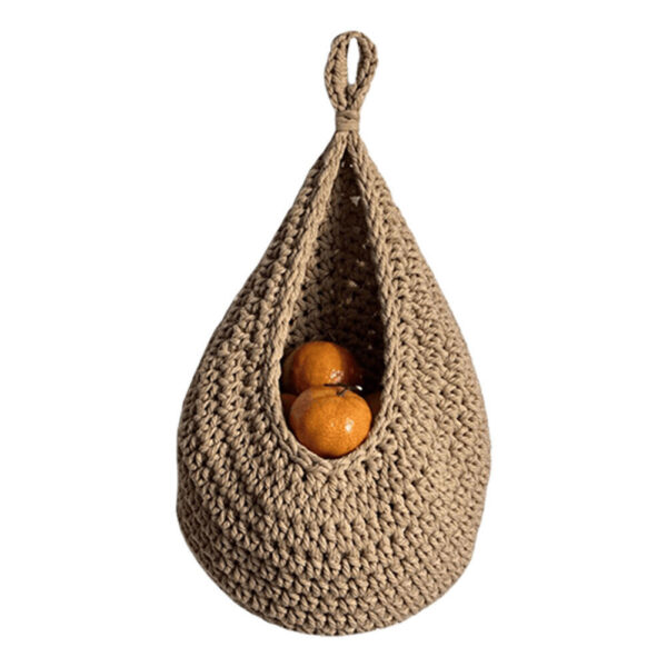 Handwoven Hanging Fruit Basket Boho Wall Hanging Basket Vegetable Storage Basket - Image 4