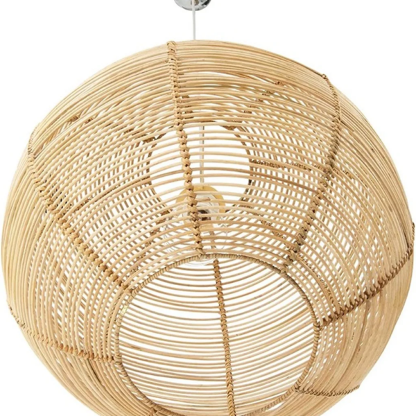 Handwoven Rattan Pendant Light Shade, Boho Coastal Style, Natural - Image 2