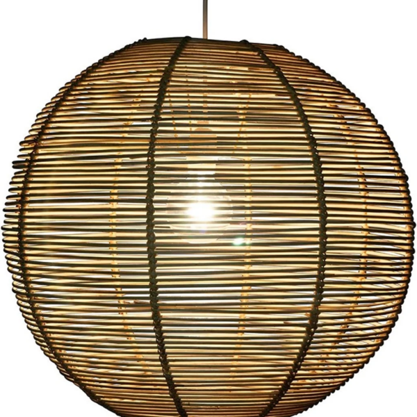 Handwoven Rattan Pendant Light Shade, Boho Coastal Style, Natural - Image 3