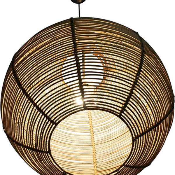 Handwoven Rattan Pendant Light Shade, Boho Coastal Style, Natural - Image 5