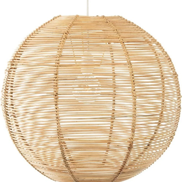 Handwoven Rattan Pendant Light Shade, Boho Coastal Style, Natural - Image 6