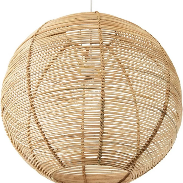 Handwoven Rattan Pendant Light Shade, Boho Coastal Style, Natural