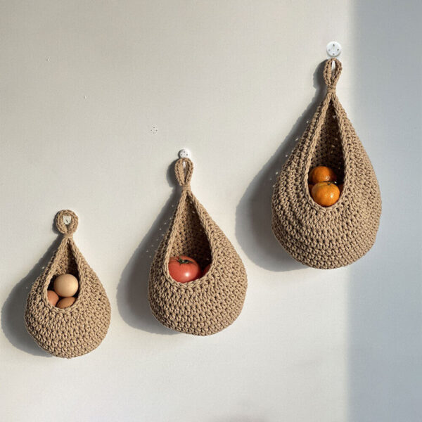 Hanging Fruit Basket Boho Hanging Wall Basket Kitchen Storage Home Decoration - Image 2