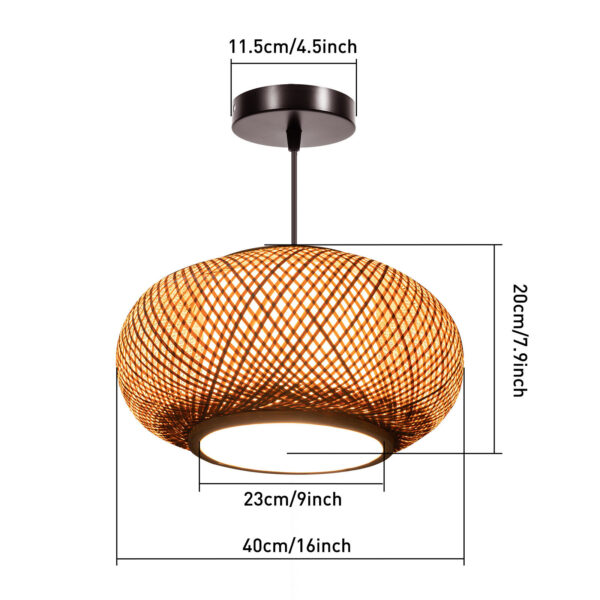 Hanging Lamp Wicker Basket Ceiling Light Shade Natural Bamboo Pendant Lampshade - Image 2