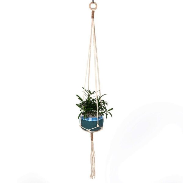 Hanging Plant Basket Macrame Woven Cotton Rope Rose Pot Crochet Stand Boho Home - Image 3