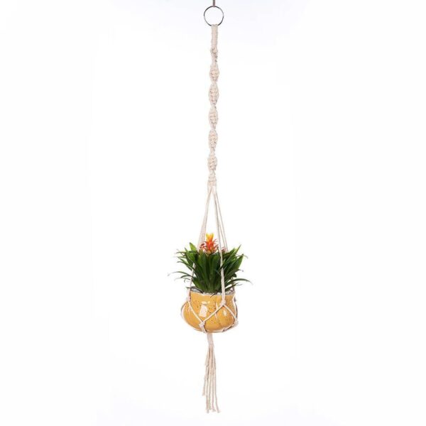 Hanging Plant Basket Macrame Woven Cotton Rope Rose Pot Crochet Stand Boho Home - Image 5