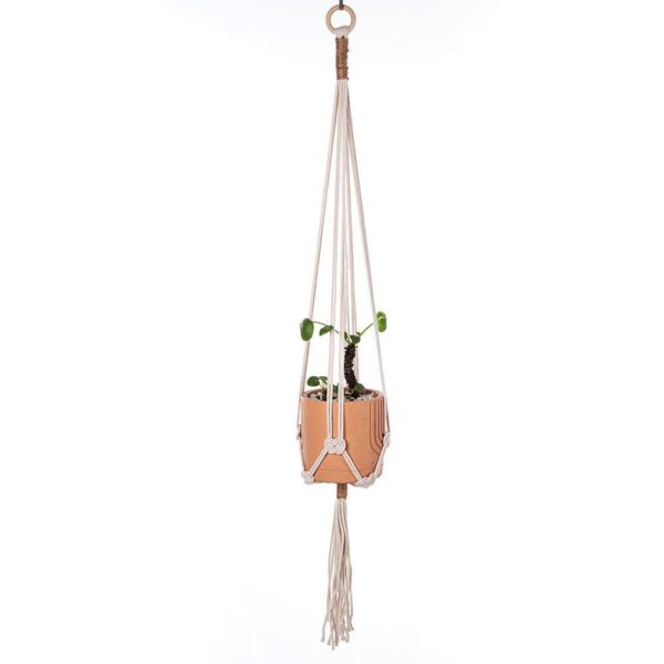 Hanging Plant Basket Macrame Woven Cotton Rope Rose Pot Crochet Stand Boho Home - Image 6