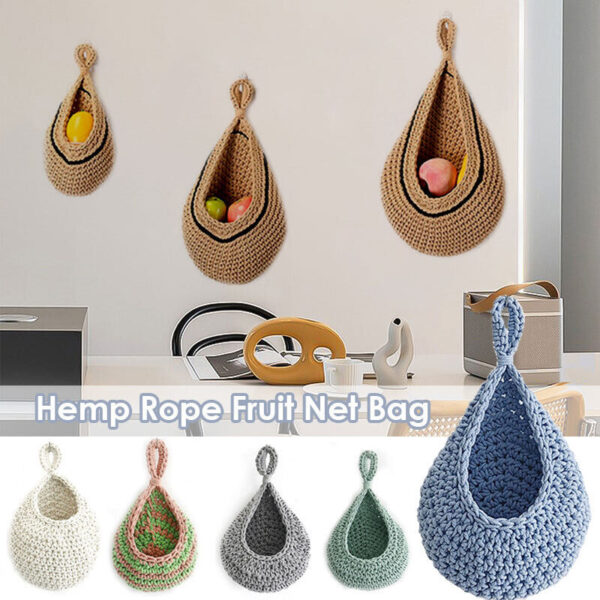 Hanging Wall Vegetable Fruit Basket Boho Style Handwoven Home Decor 3pcs Set