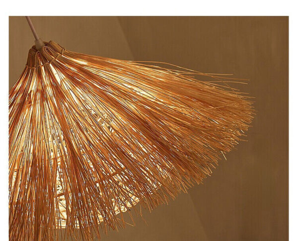 Hawaiian Woven Rattan Hat Chandelier Chinese Style Antique Pendant Light Art - Image 2