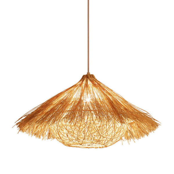 Hawaiian Woven Rattan Hat Chandelier Chinese Style Antique Pendant Light Art