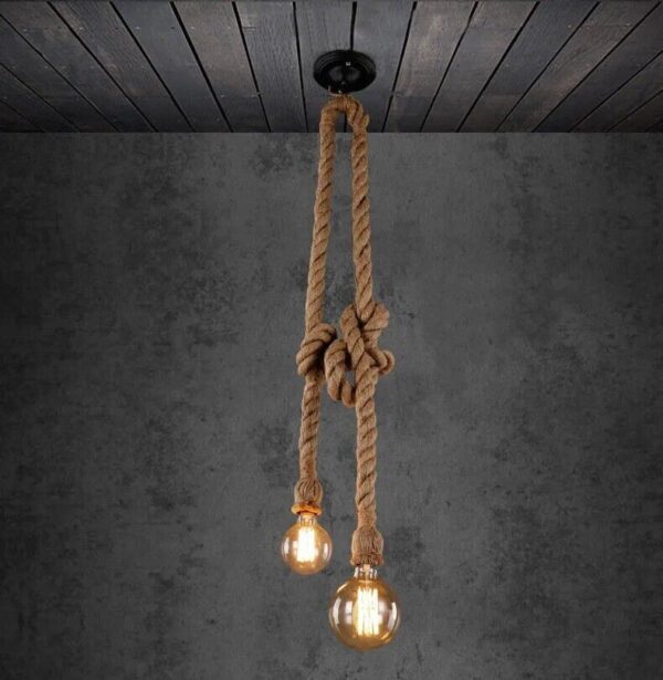 Hemp Rope Pendant Lights Vintage Retro Personality Industrial Hanging Lamp Rope - Image 5