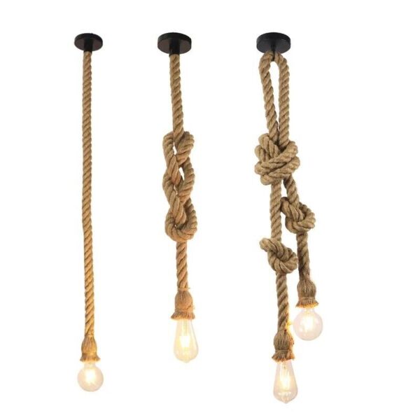 Hemp Rope Pendant Lights Vintage Retro Personality Industrial Hanging Lamp Rope