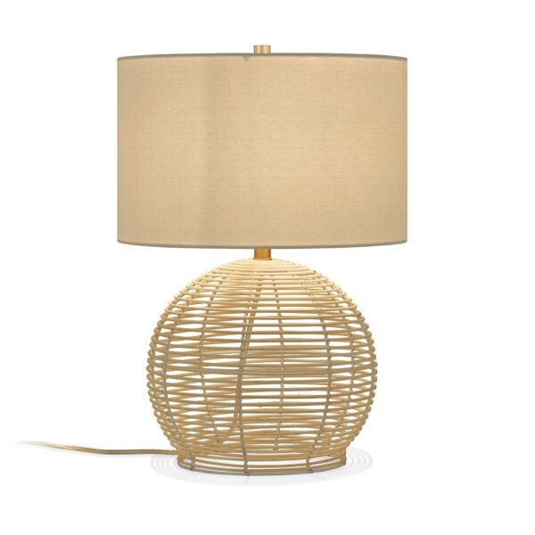 Henn&Hart 21.5 Tall Rattan Table Lamp with Fabric Shade in Rattan/White - Image 3