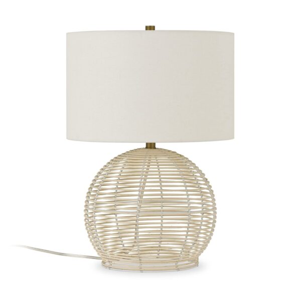 Henn&Hart 21.5 Tall Rattan Table Lamp with Fabric Shade in Rattan/White - Image 4