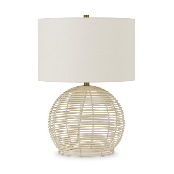 Henn&Hart 21.5 Tall Rattan Table Lamp with Fabric Shade in Rattan/White