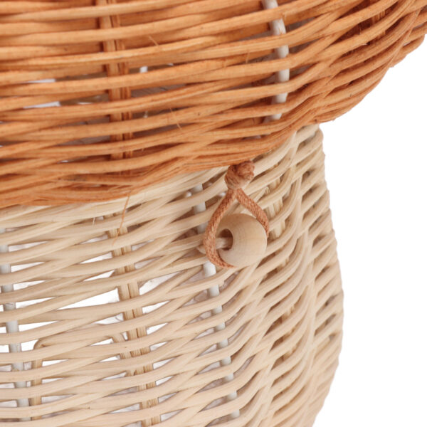 HG Rattan Woven Basket Hand Crafted Natural Cute Vintage Mushroom Shape Portabl - Image 2